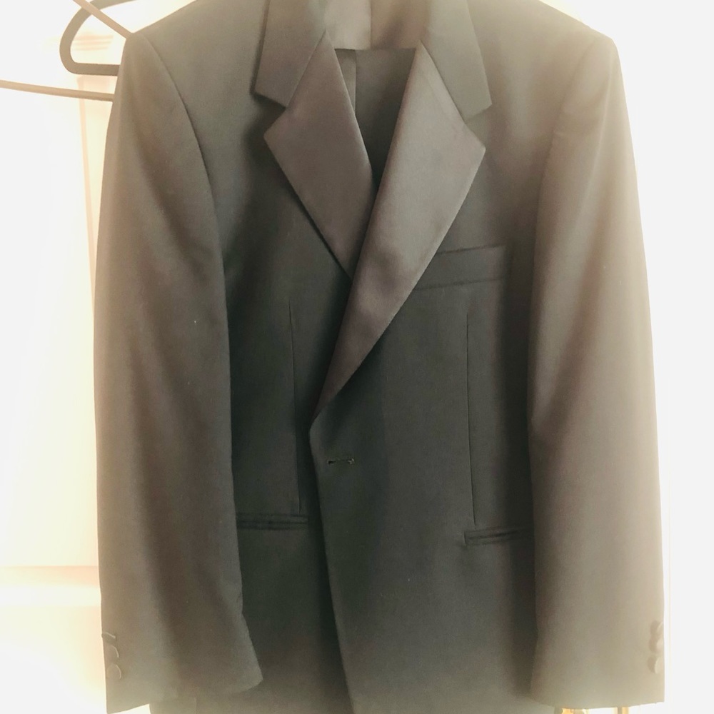 Men’s  Wool Tuxedo Black with satin strip